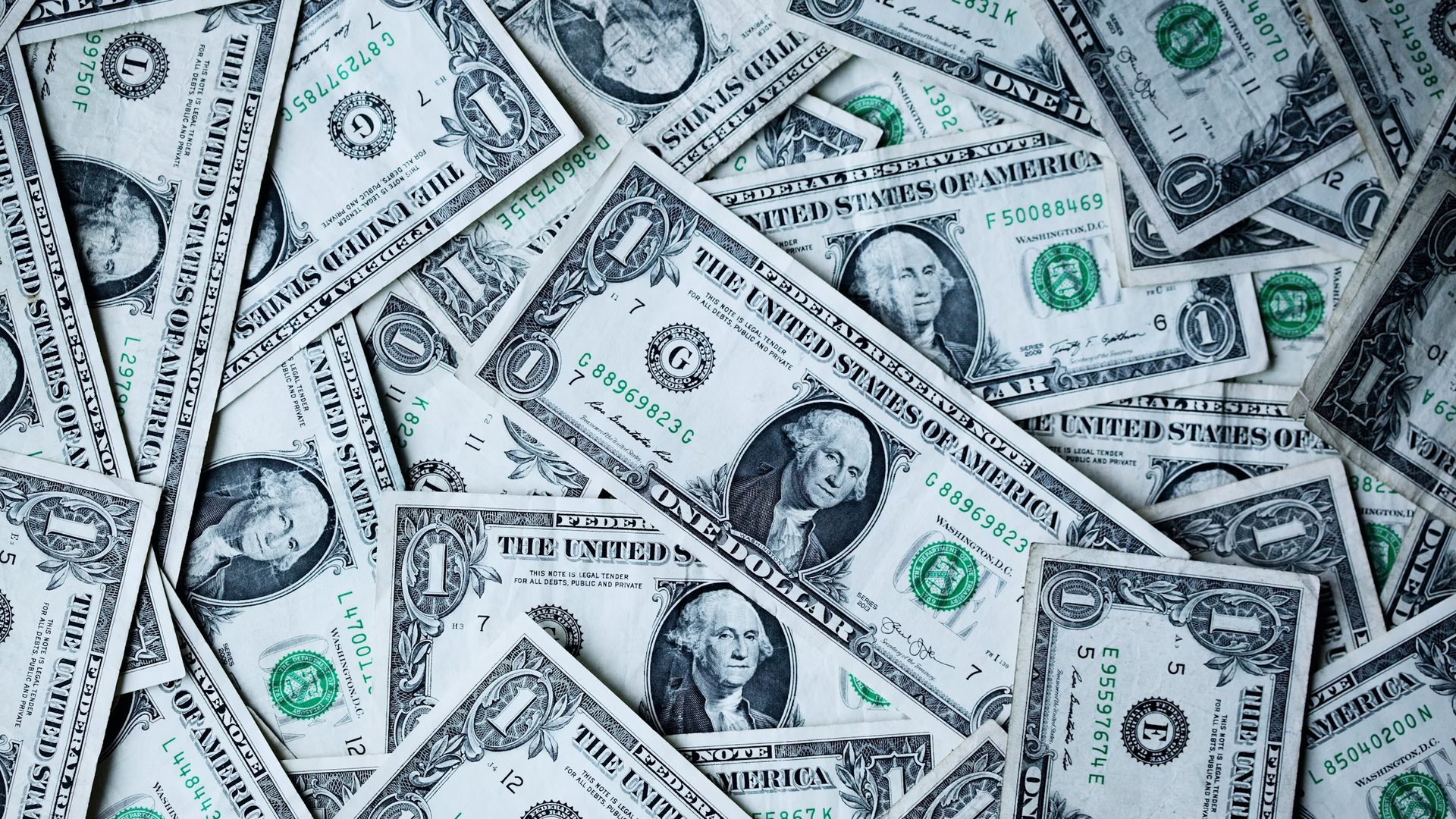 A pile of dollar bills