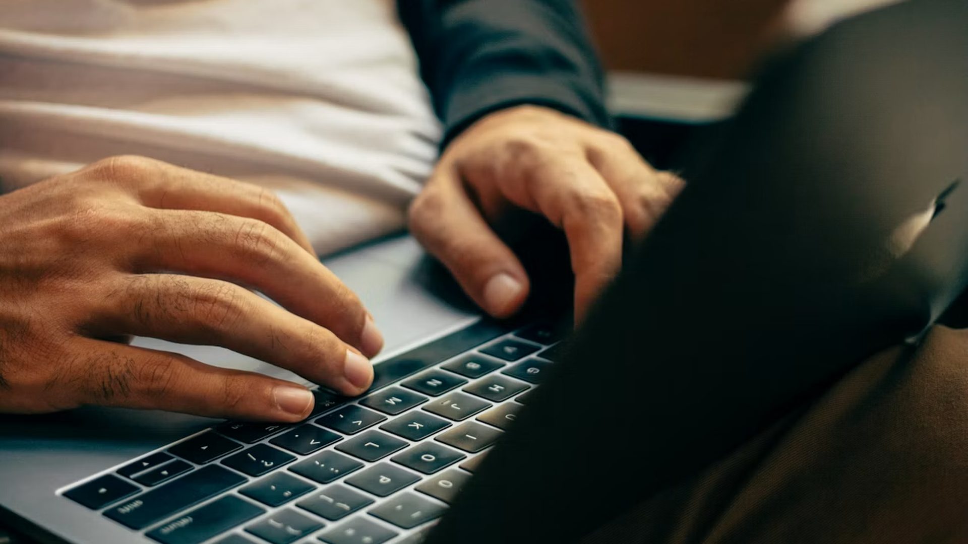 A laptop on someone's lap